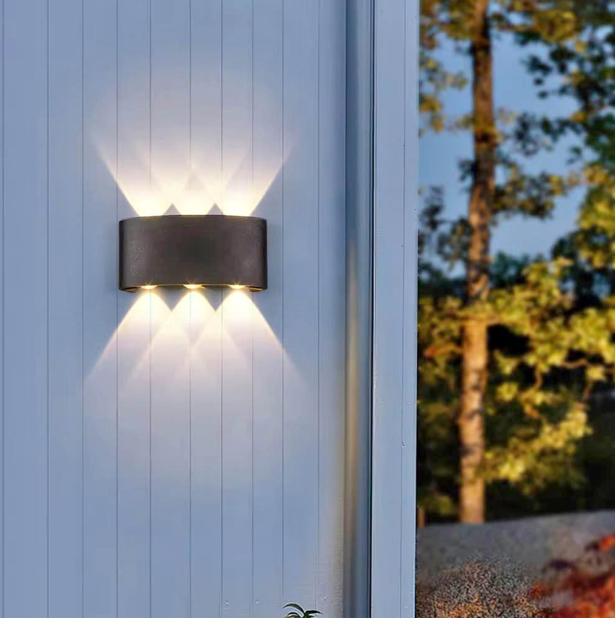 Applique Murale Extérieure LED "Prisme" – Éclairage Bidirectionnel à 6 Faisceaux